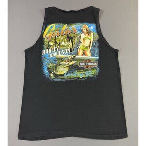 Vintage Y2K Harley Davidson Gator Leesburg Florida Black Tank Top Hype Biker Art